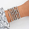 7Pcs CCB Round Beaded Stretch Bracelets, Platinum, 190~205mm