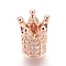Brass Micro Pave Cubic Zirconia Beads, Cadmium Free & Lead Free, Crown, Clear, Real Rose Gold Plated, 10x8mm, Hole: 1.4mm