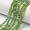 Electroplate Glass Beads Strands, Half Plated, Rainbow Plated, Faceted, Rondelle, Lime Green, 4x3mm, Hole: 0.4mm, about 109~113pcs/strand, 38~39cm