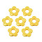 Opaque Acrylic Bead Frames, Flower, Yellow, 19x20x3.5mm, Hole: 1.6mm, Inner Diameter: 6.5mm, about 632pcs/500g