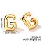 Brass Stud Earrings, Golden, Letter G, 17x13mm