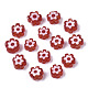 ガラスビーズ  花  レッド  5~7x5~7x2~3mm  穴：1mm&nbsp;GLAA-T019-08-A02-2