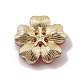 合金カボション  ガラスラインストーン付き  淡い金色  花  レッド  19x19x5.5mm&nbsp;GLAA-B010-03KCG-07-2