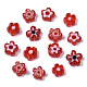 ガラスビーズ  花  レッド  4~6x4~6x2~3mm  穴：1mm&nbsp;GLAA-T019-16-A01-2