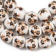 Handmade Flower Printed Porcelain Ceramic Beads Strands&nbsp;PORC-M007-10mm-04-2