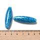通常のランプワークビーズ  スパゲッティビーズ  斑点のある楕円形  ドジャーブルー  41~42x12mm  穴：2mm&nbsp;FOIL-C001-04B-3