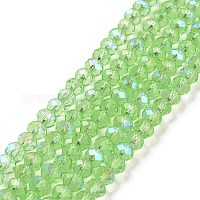 電気メッキガラスビーズセット  半分虹メッキ  多面カット  ロンデル  薄緑  4x3mm  穴：0.4mm  約105~110個/連  38~39cm&nbsp;X1-EGLA-A034-T4mm-L17