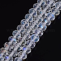 ガラスビーズ連売り  ABカラーメッキ  クリスタルのサンキャッチャー  ファセットロンデル  クリアAB  8x6mm  穴：1mm  約68~70個/連  15インチ&nbsp;GR8MMY-28
