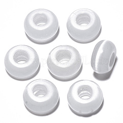 Cat Eye European Beads, Large Hole Beads, Rondelle, WhiteSmoke, 14x7mm, Hole: 5~6mm