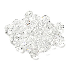 Transparent Electroplate Glass Beads, Faceted, Rondelle, Clear, 6x4.5mm, Hole: 1.2mm, 100pcs/bag