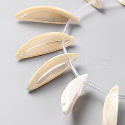 天然淡水シェルビーズ連売り  船  ホワイト  23~43.5x5~13x3.5~7mm  穴：1.2mm  約24個/連  15.75インチ（40cm）&nbsp;SHEL-C001-02