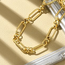 女性用304ステンレススチールオーバルリンクチェーンブレスレット  18KGP本金メッキ  7-1/4インチ（18.3cm）&nbsp;BJEW-P348-01C-G