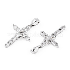 Rhodium Plated 925 Sterling Silver Micro Pave Clear Cubic Zirconia Pendants&nbsp;STER-T007-33P