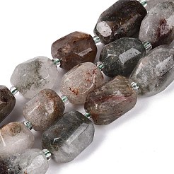 Natural Green Lodolite Quartz/Garden Quartz/Green Phantom Quartz Beads Strands&nbsp;G-N362-07A-04