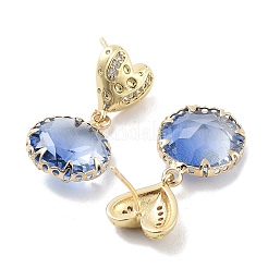 Heart Brass Micro Pave Cubic Zirconia Dangle Stud Earrings&nbsp;EJEW-Q800-29KCG