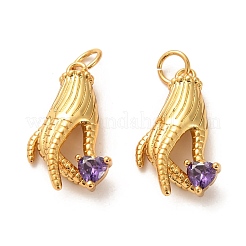 Brass Micro Pave Lilac Cubic Zirconia Pendants&nbsp;ZIRC-P086-20G