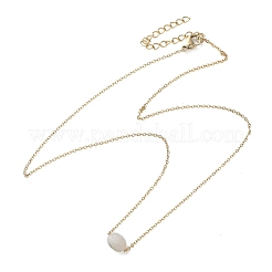 304 Stainless Steel & Oval Natural Jade Cable Chain Necklaces for Women&nbsp;NJEW-A045-12G