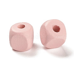 スプレー塗装された天然メープルウッドビーズ  正方形  ミックスカラー  10x9.5x9.5mm  穴：3.5mm  約909個/500g&nbsp;WOOD-M007-09