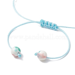 Adjustable Synthetic Ocean White Jade & Turquoise Beads Braided Bead Bracelets&nbsp;BJEW-JB11297-04