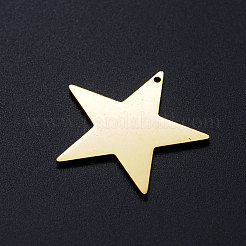 ステンレススチールチャーム201個  スター  ゴールドカラー  25x26x1mm  穴：1.2mm&nbsp;STAS-T049-T688-2