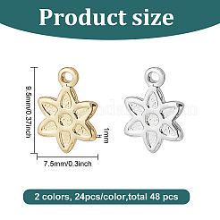 48Pcs 2 Colors Rack Plating Brass Charms&nbsp;KK-BC0011-97