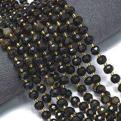 Natural Golden Sheen Obsidian Beads Strands&nbsp;G-K389-E55-01