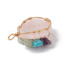 Natural & Synthetic Mixed Stone Copper Wire Wrapped Teardrop Pendants&nbsp;PALLOY-JF02846