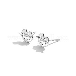 ロジウムメッキスターリングシルバースタッドピアス  カラーパレット  プラチナ  6x8x1.8mm  ピン：0.9mm&nbsp;EJEW-BB67167-P