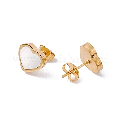 Natural Shell Heart Stud Earrings & Pendant Necklace&nbsp;SJEW-G080-01G