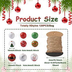 9 Styles Painted Christmas Natural Wood Beads&nbsp;WOOD-CD0001-35