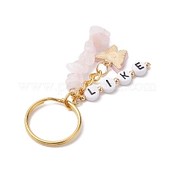 Alloy Enamel Acrylic with Natural Rose Quartz Keychain&nbsp;KEYC-JKC00806-04