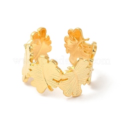 Ion Plating(IP) 304 Stainless Steel Maple Leaf Open Cuff Ring for Women&nbsp;RJEW-E063-18G