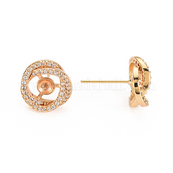 Brass Micro Pave Clear Cubic Zirconia Stud Earring Findings&nbsp;KK-S360-091-NF