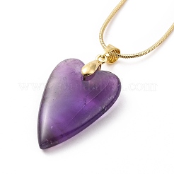 Heart Natural Gemstone Pendant Necklaces&nbsp;NJEW-JN04092