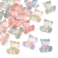 クマの半透明樹脂デコデンカボション20個  ジュエリー作りのための  ミックスカラー  24.5~25x22~23x7~9.5mm&nbsp;RESI-YW0004-48