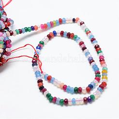 天然石ホワイトジェイドビーズ連売り  染め  多面カット  ロンデル  カラフル  4~5x3mm  穴：0.5mm  約115~120個/連  13.39~13.98インチ（34~35.5cm）&nbsp;G-R343-2x4-40