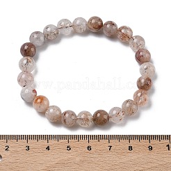 天然ルチルクォーツラウンドビーズストレッチブレスレット（女性用）  ビーズ：9.8~10.8mm  内径：1.89~2.01インチ（4.8~5.1cm）&nbsp;BJEW-Z158-03D-02