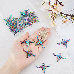メッキ合金ペンダント20個。  カドミウムフリー＆鉛フリー  牛  虹色  31x46x5mm  穴：5mm&nbsp;FIND-SC0004-22