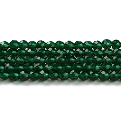 透明ガラスビーズ連売り  多面カットラウンド  濃い緑  2.3x2mm  穴：0.8mm  約145~150個/連  34~35cm&nbsp;GLAA-H021-03-15