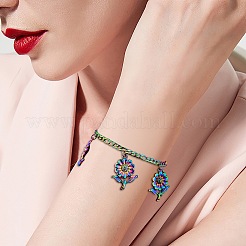 レインボーカラーアロイペンダントラインストーンセッティング  花  0.8mmのラインストーンに適する  26.5x19.5x4mm  穴：1.5mm  20個/箱&nbsp;FIND-SZ0002-48