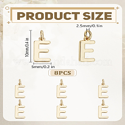 真鍮製チャーム8個  丸カン付き  文字L  18KGP本金メッキ  文字e  10x5x1mm  穴：2.5mm&nbsp;KK-LP0001-85E