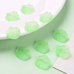 透明つや消しアクリルパーツ  花弁  薄緑  19.5x16.5x4mm  穴：1.5mm&nbsp;MACR-S371-01A-733