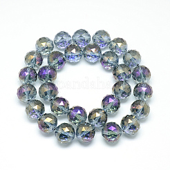 電気メッキガラスビーズ連売り  虹メッキ  多面カット  ラウンド  モーブ  17~18x17~18mm  穴：2mm  約30個/連  22.8インチ&nbsp;EGLA-S137-03
