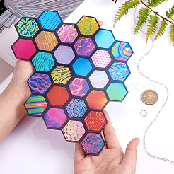 ポリメチルメタクリレートハニカムペンダント  チェーン付き  家の壁の装飾のため  銀  188x250x2.5mm  穴：6mm&nbsp;HJEW-WH0048-03S