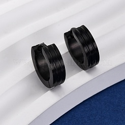 304ステンレススチールフープピアス  316ステンレス鋼  イオンプレーティング（ip）  ブラック  13x4mm&nbsp;EJEW-D331-02B