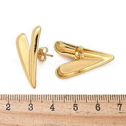 304ステンレススチールスタッドピアス  イオンプレーティング（ip）  ハート  18KGP本金メッキ  27.5x19.5mm&nbsp;EJEW-U047-19G