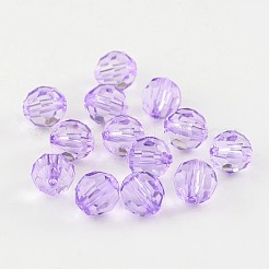 透明なアクリルビーズ  多面カットラウンド  紫色のメディア  直径約12mm  穴：2mm  約568個/500g&nbsp;PL505Y-15