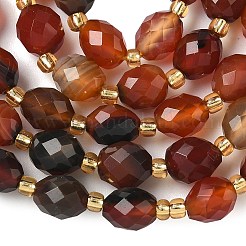 天然石カーネリアンビーズ連売り  多面カット  ライス  シードビーズで  染め＆加熱  8x7mm  穴：0.8mm  約37個/連  15.75''（40センチメートル）&nbsp;G-F809-A52-01