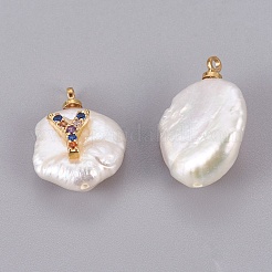 Natural Cultured Freshwater Pearl Pendants&nbsp;PEAR-F008-32G-Y