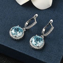 925 Sterling Silver Micro Pave Cubic Zirconia Hoop Earrings&nbsp;EJEW-B147-01A-03